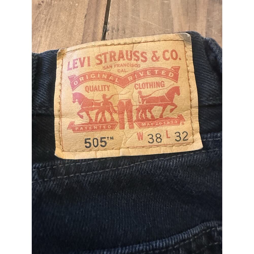 Levi’s 505 Men’s Black Jeans Size 38x32 Pants Straight Leg Classic Fit - Picture 12 of 16